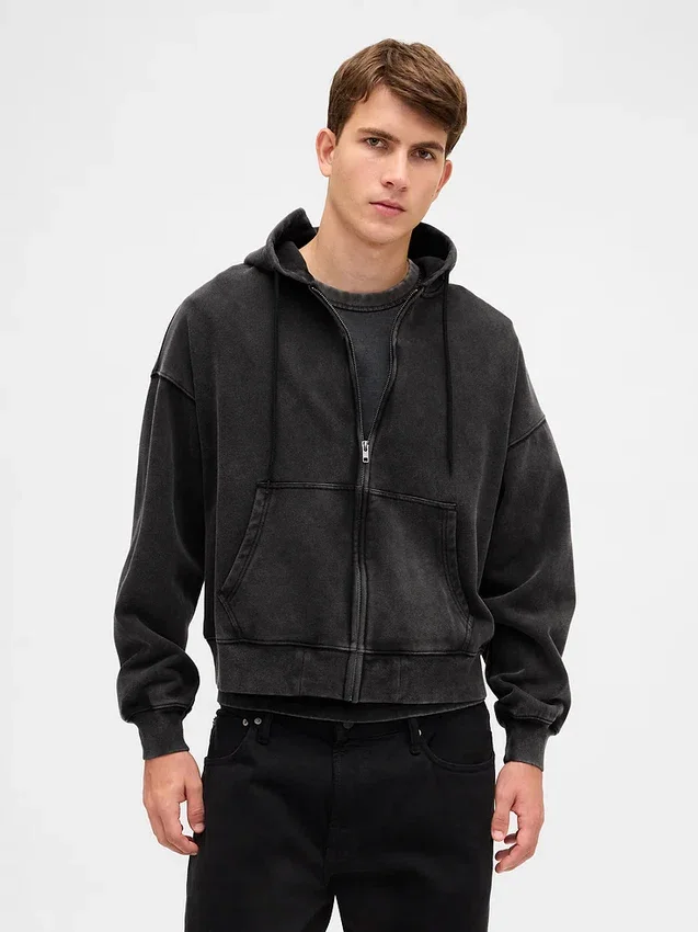 Oversized-Crop-Hoodie mit Reißverschluss für Erwachsene