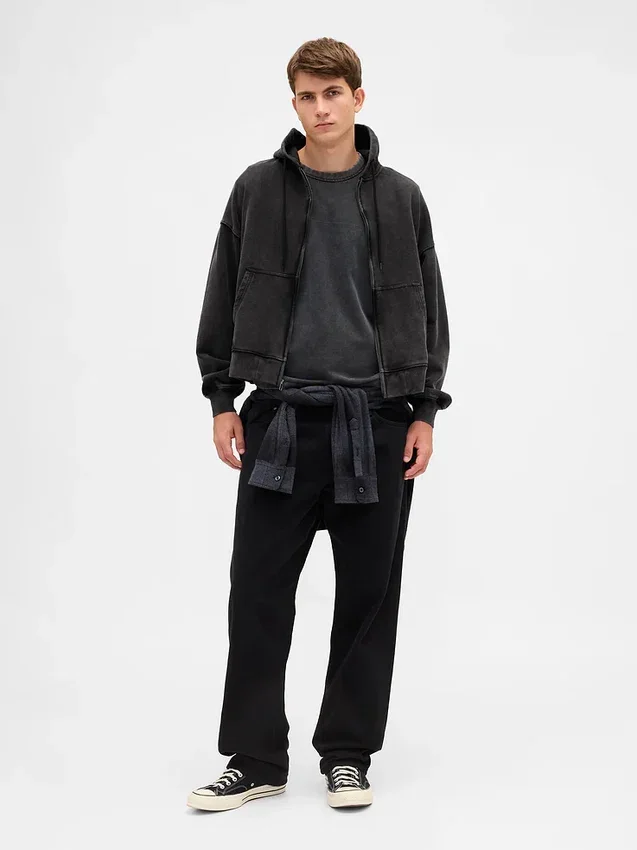 Oversized-Crop-Hoodie mit Reißverschluss für Erwachsene