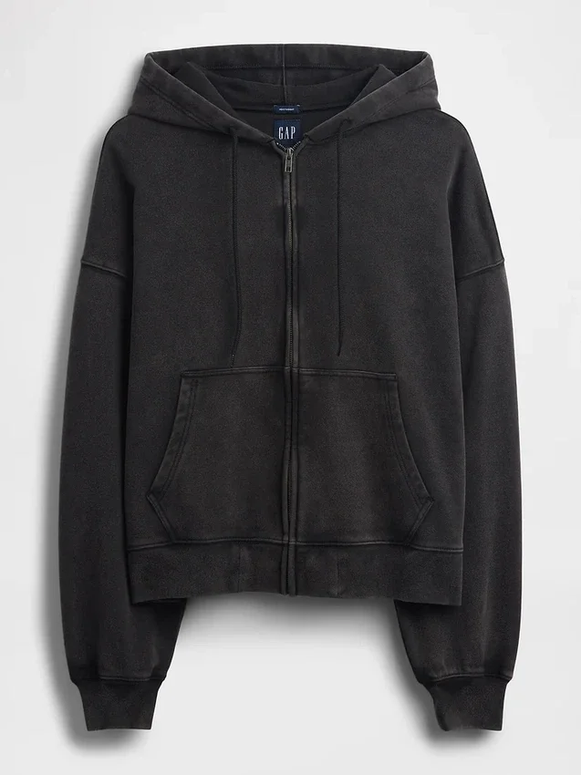 Oversized-Crop-Hoodie mit Reißverschluss für Erwachsene