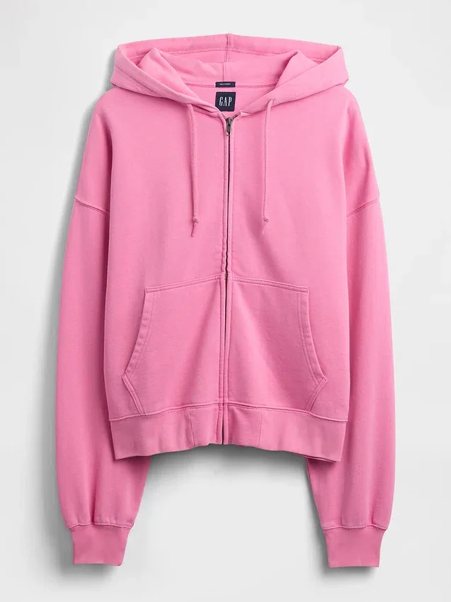 Oversized-Crop-Hoodie mit Reißverschluss für Erwachsene
