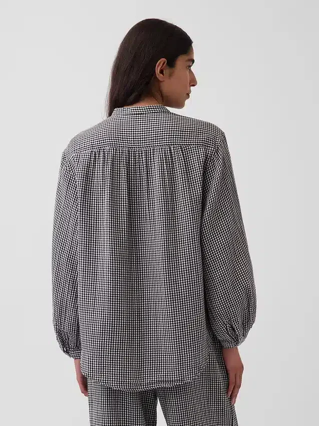 Oversized-Hemd aus Baumwollgaze ohne Kragen
