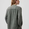 Oversized-Hemd aus Baumwollgaze ohne Kragen