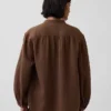 Oversized-Hemd aus Baumwollgaze ohne Kragen