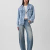Oversized-Jeansjacke mit Schalkragen