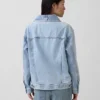 Oversized-Jeansjacke mit Schalkragen