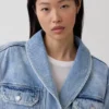 Oversized-Jeansjacke mit Schalkragen