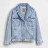 Oversized-Jeansjacke mit Schalkragen