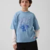 Oversized-Jersey-T-Shirt für Kinder mit Grafikprint aus Mesh