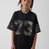 Oversized-Jersey-T-Shirt für Kinder mit Grafikprint aus Mesh