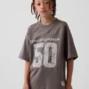 Oversized-Jersey-T-Shirt für Kinder mit Grafikprint aus Mesh