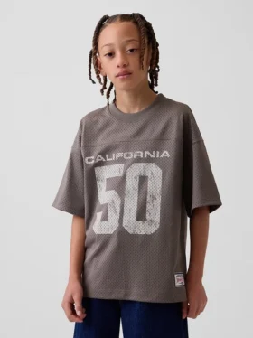 Oversized-Jersey-T-Shirt für Kinder mit Grafikprint aus Mesh