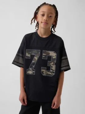 Oversized-Jersey-T-Shirt für Kinder mit Grafikprint aus Mesh