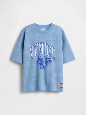Oversized-Jersey-T-Shirt für Kinder mit Grafikprint aus Mesh