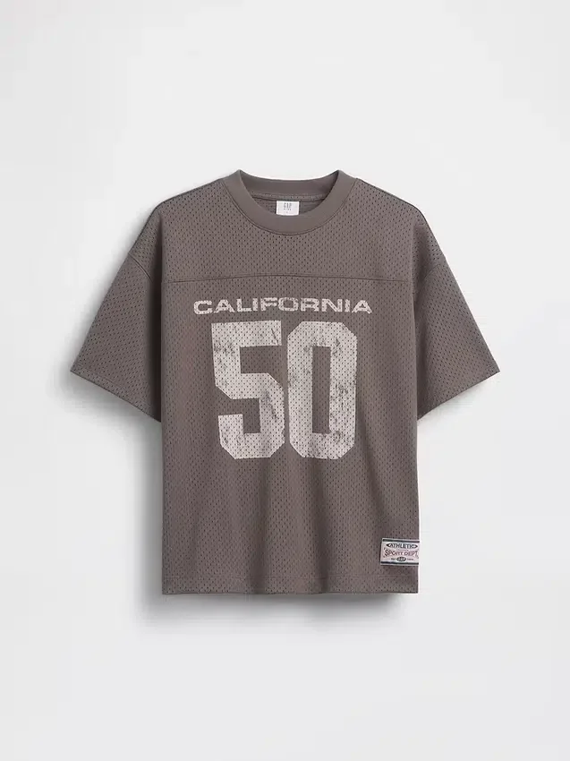 Oversized-Jersey-T-Shirt für Kinder mit Grafikprint aus Mesh
