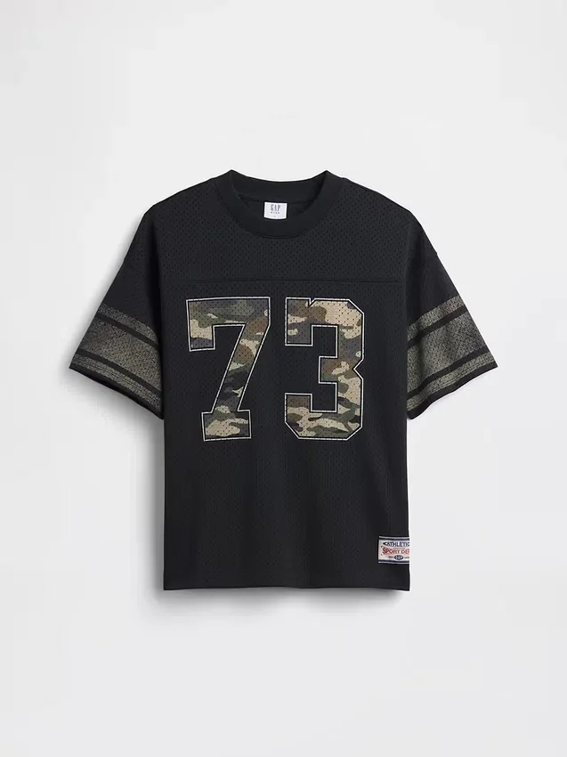 Oversized-Jersey-T-Shirt für Kinder mit Grafikprint aus Mesh