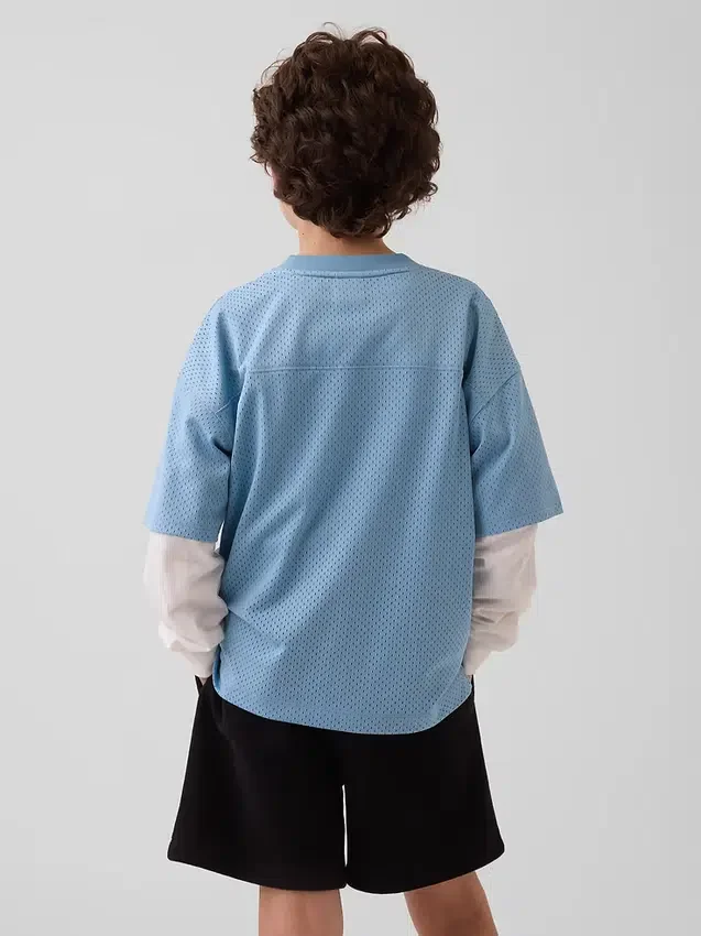 Oversized-Jersey-T-Shirt für Kinder mit Grafikprint aus Mesh