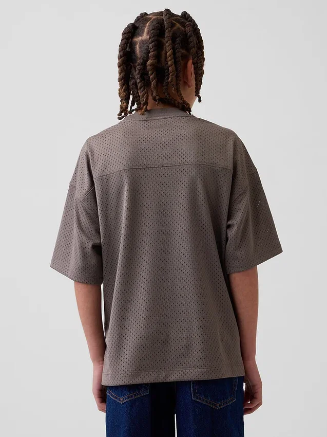 Oversized-Jersey-T-Shirt für Kinder mit Grafikprint aus Mesh
