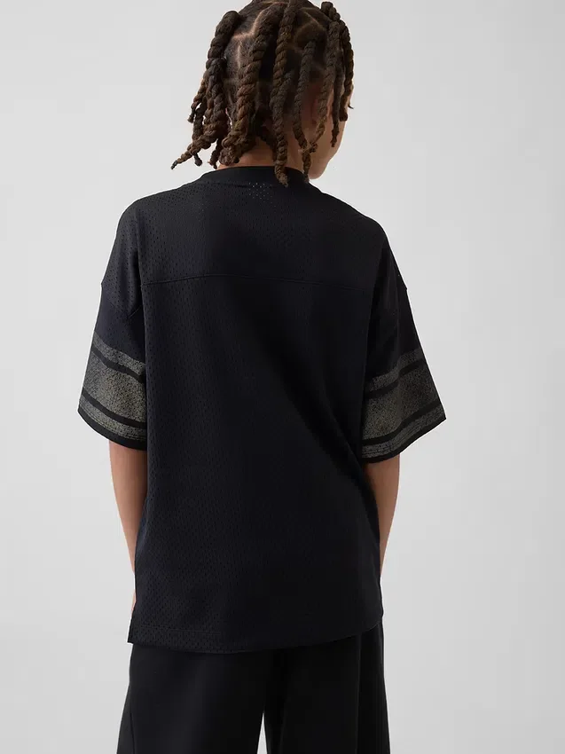 Oversized-Jersey-T-Shirt für Kinder mit Grafikprint aus Mesh