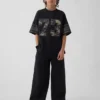 Oversized-Jersey-T-Shirt für Kinder mit Grafikprint aus Mesh