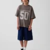 Oversized-Jersey-T-Shirt für Kinder mit Grafikprint aus Mesh