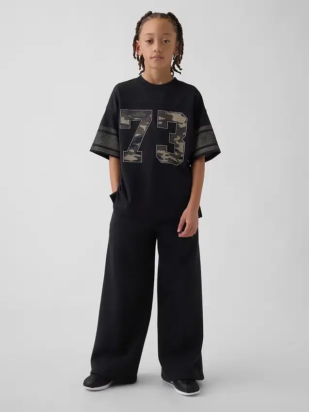 Oversized-Jersey-T-Shirt für Kinder mit Grafikprint aus Mesh