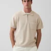 Oversized-Poloshirt-Pullover mit Viertelreißverschluss und Tasche