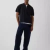Oversized-Poloshirt-Pullover mit Viertelreißverschluss und Tasche