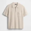 Oversized-Poloshirt-Pullover mit Viertelreißverschluss und Tasche