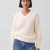 Oversized-Pullover aus 100 % Baumwolle mit Shaker-Strick und V-Ausschnitt