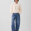 Oversized-Pullover aus 100 % Baumwolle mit Shaker-Strick und V-Ausschnitt