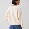 Oversized-Pullover aus 100 % Baumwolle mit Shaker-Strick und V-Ausschnitt