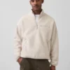 Oversized-Pullover mit halbem Reißverschluss aus Sherpa