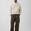 Oversized-Pullover mit halbem Reißverschluss aus Sherpa