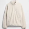 Oversized-Pullover mit halbem Reißverschluss aus Sherpa