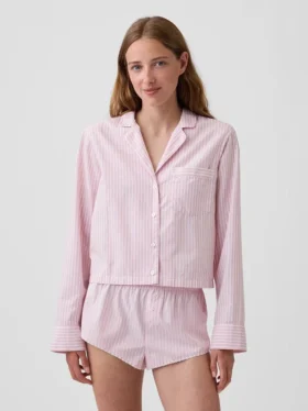 Oversized-Pyjama-Hemd aus Popeline