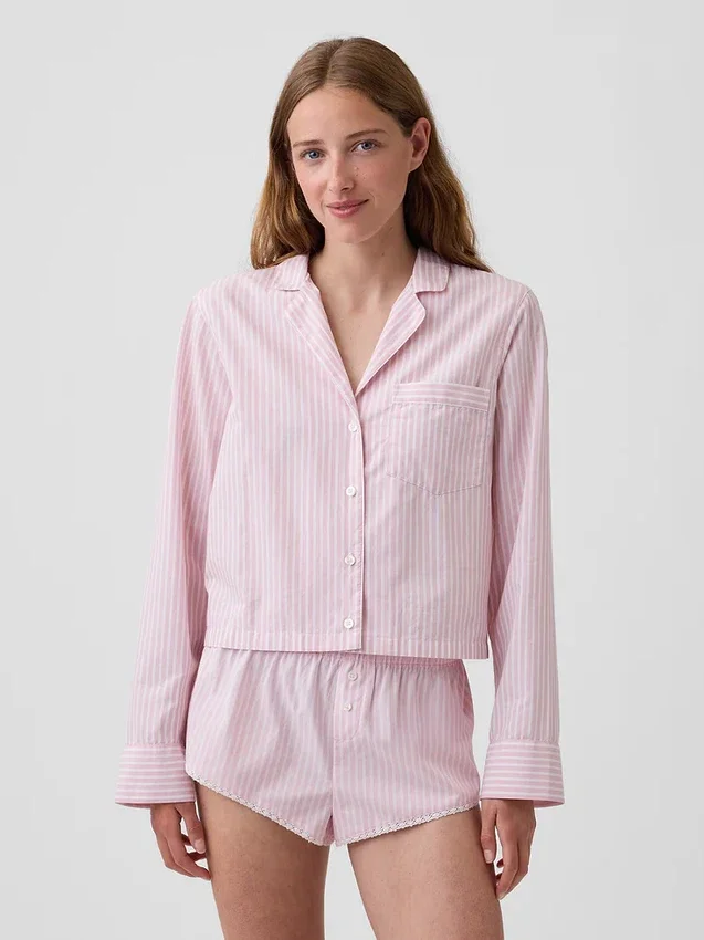 Oversized-Pyjama-Hemd aus Popeline