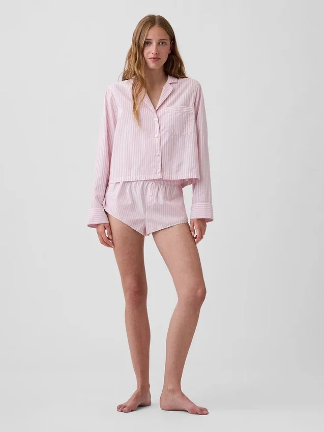 Oversized-Pyjama-Hemd aus Popeline