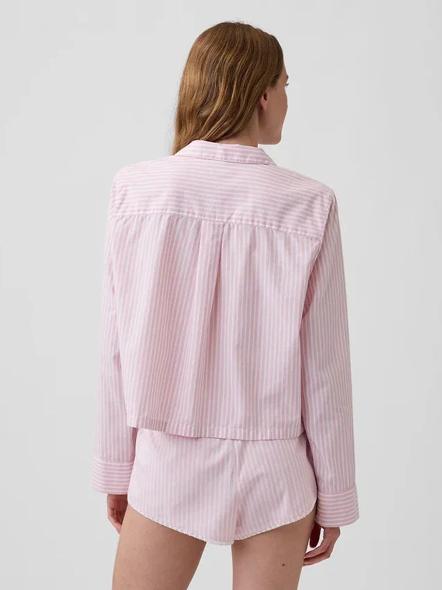 Oversized-Pyjama-Hemd aus Popeline