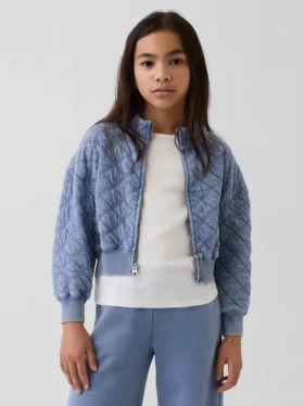 Oversized-Steppjacke mit Reißverschluss für Kinder