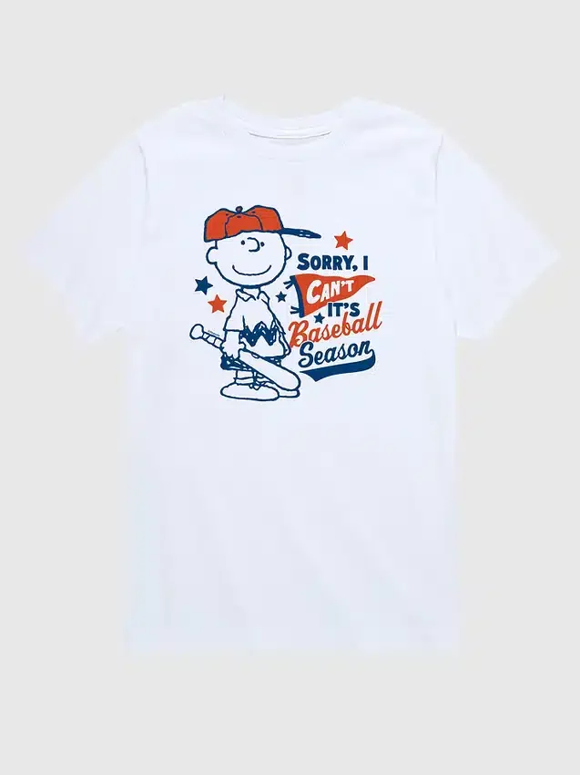 Peanuts-Baseball-T-Shirt mit kurzen Ärmeln für Kleinkinder: „Charlie Brown – Sorry, I Can’t“