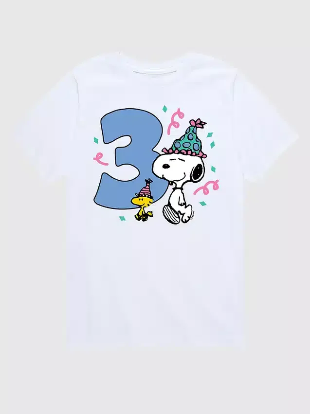 Peanuts-T-Shirt für Kleinkinder zum 3. Geburtstag, kurzärmelig, mit Motiv