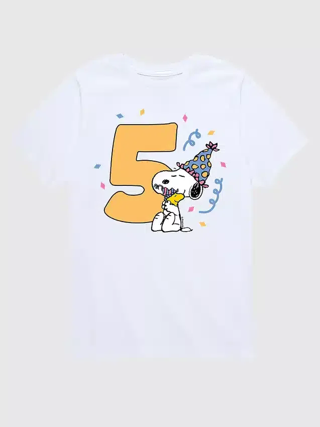 Peanuts-T-Shirt für Kleinkinder zum 5. Geburtstag mit Grafik, kurzärmelig