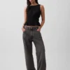 Peplum-Oberteil aus Baumwollgaze mit geraffter Taille