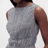 Peplum-Oberteil aus Baumwollgaze mit geraffter Taille