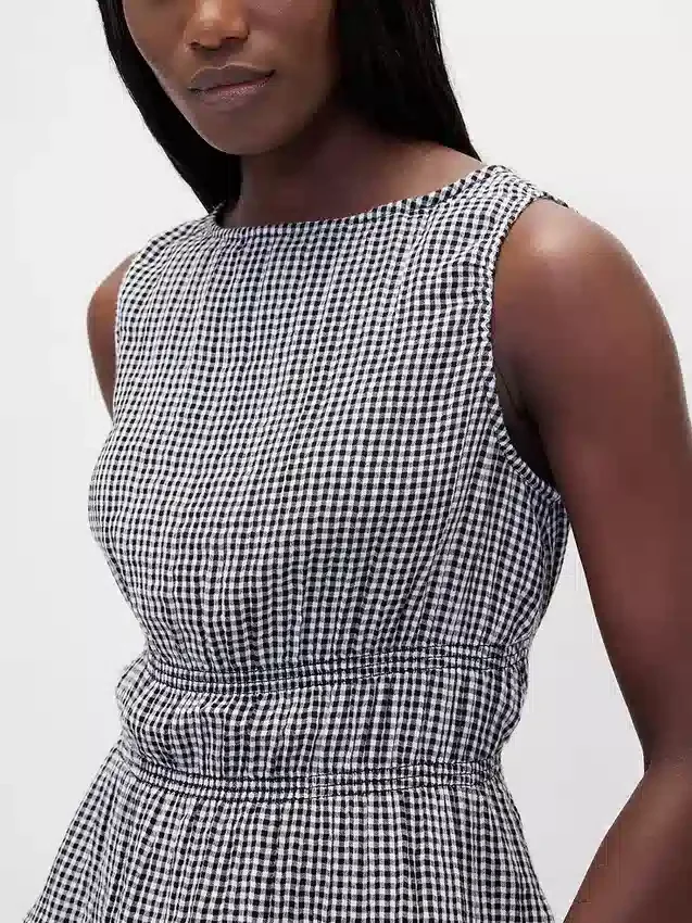 Peplum-Oberteil aus Baumwollgaze mit geraffter Taille