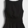 Peplum-Oberteil aus Baumwollgaze mit geraffter Taille