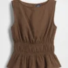 Peplum-Oberteil aus Baumwollgaze mit geraffter Taille