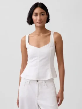 Peplum-Oberteil aus Leinenmischung
