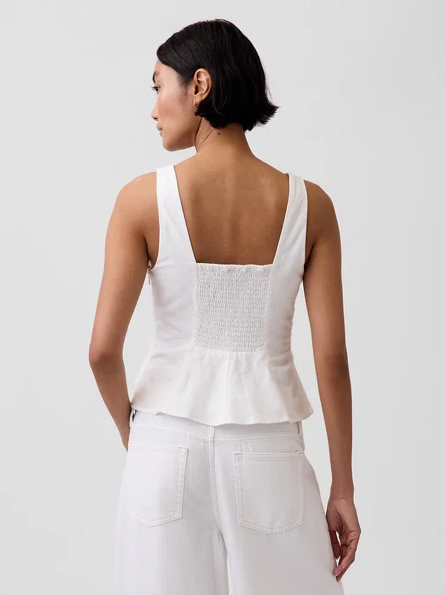 Peplum-Oberteil aus Leinenmischung