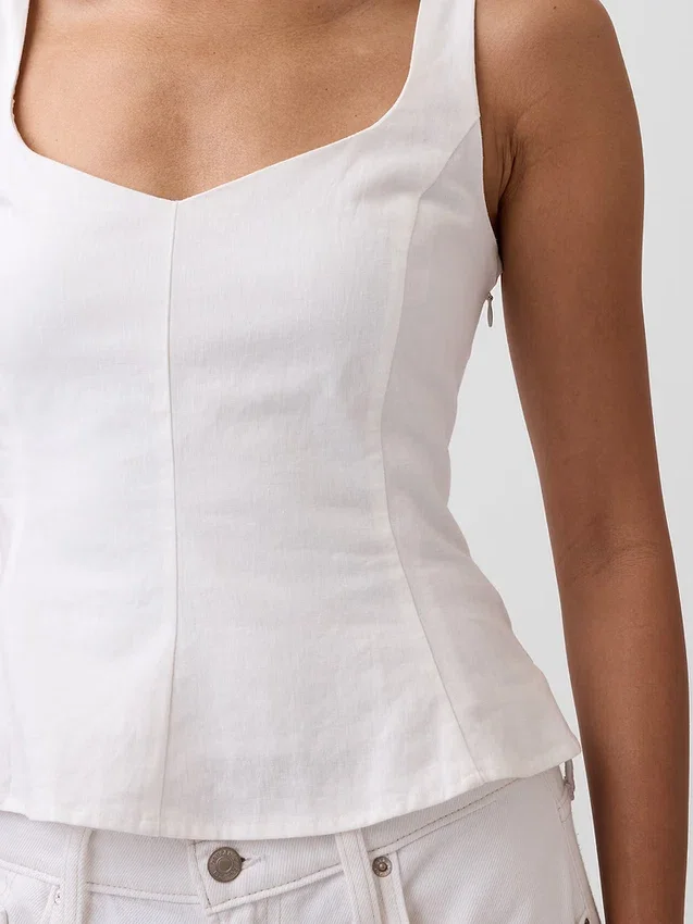 Peplum-Oberteil aus Leinenmischung